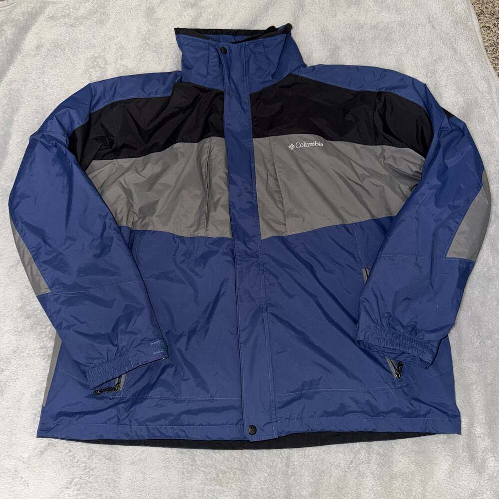 Columbia Interchange Jacket Mens XXL Blue Gray Black Waterproof Hooded Shell